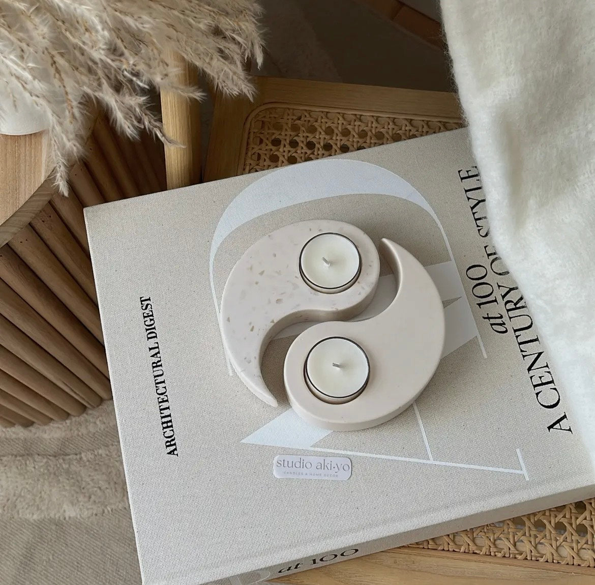 Terrazzo Yin Yang Tea Light Candle Holder